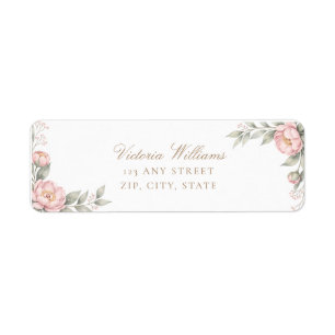 Elegant Blush Pink Peony Rose Party Return Address Label