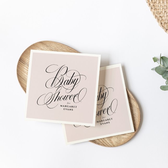 Elegant blush pink personalized baby shower napkins (Creator Uploaded)