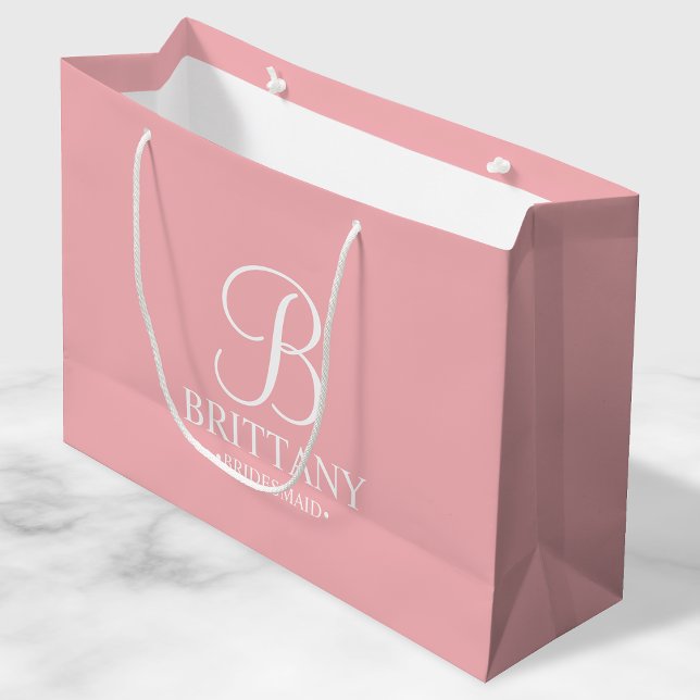 Elegant Blush Pink Personalized Bridesmaid Large Gift Bag (Creator Uploaded)