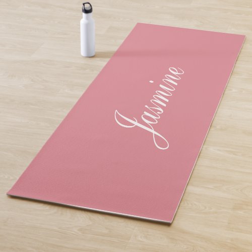 Elegant Blush Pink Personalized Name Yoga Mat