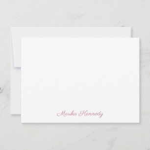 Elegant Blush Pink Personalized Signature Script Note Card