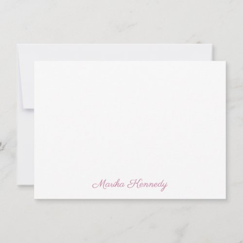 Elegant Blush Pink Personalized Signature Script Note Card