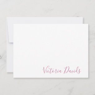 Elegant Blush Pink Personalized Signature Script Note Card