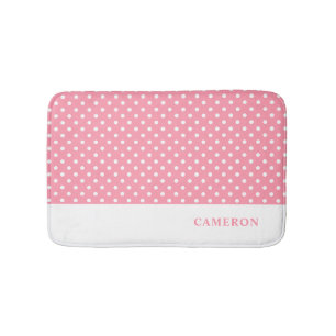 Elegant Blush Pink Polka Dots Personalized Bath Mat