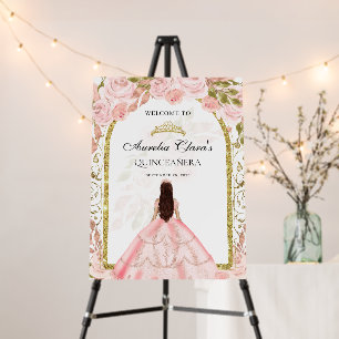 Elegant Blush Pink Princess Floral Quinceañera Foam Board