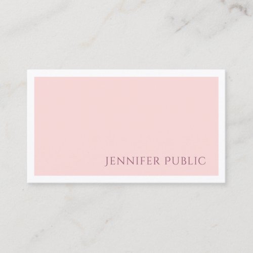 Elegant Blush Pink Professional Minimal Plain Business Card