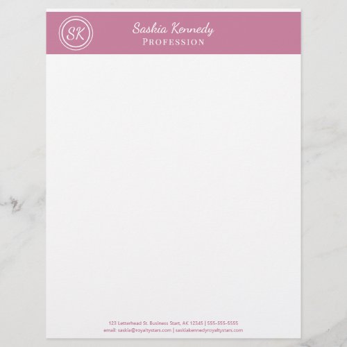 Elegant Blush Pink Professional Monogram Business Letterhead
