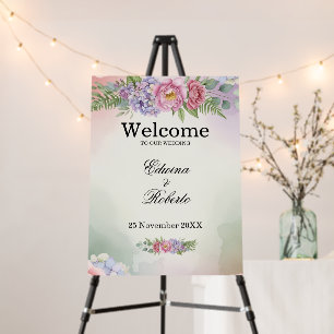 Elegant Blush Pink Purple Hydrangea Wedding Foam Board
