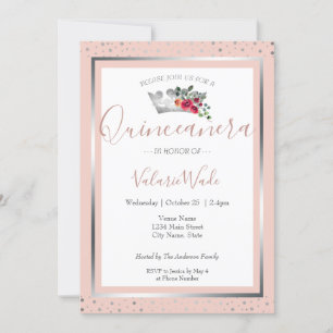 Elegant Blush Pink Quinceanera Budget Invitation
