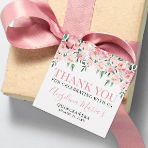 Elegant Blush Pink Quinceanera Thank You Favor Tags