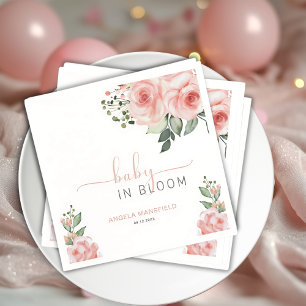 Elegant Blush Pink Rose Baby in Bloom Shower  Napkins