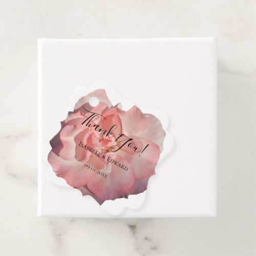 Elegant Blush Pink Rose Floral Thank You Favor Tags