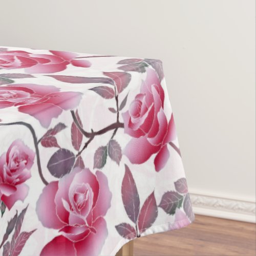 Elegant Blush Pink Rose Flower Tablecloth