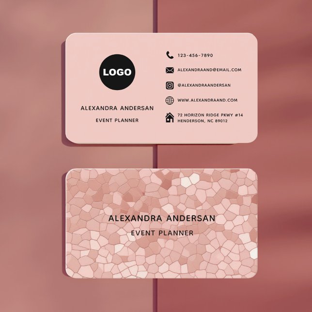 Elegant Blush Pink Rose Gold Abstract Pattern Business Card (Elegant Blush Pink Rose Gold Abstract Pattern Business Card)