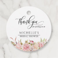 Elegant Blush Pink Rose Gold Bridal Shower Favor Tags