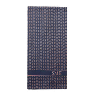 Elegant Blush Pink Rose Gold Foil Navy Blue Boho Cloth Napkin