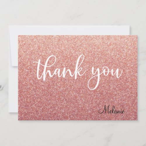 Elegant Blush Pink Rose Gold Personalized Thank You Card