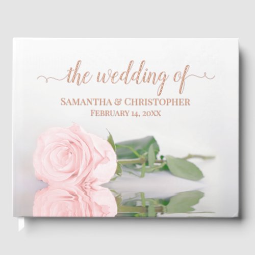 Elegant Blush Pink Rose Medium Wedding Foil Guest Book