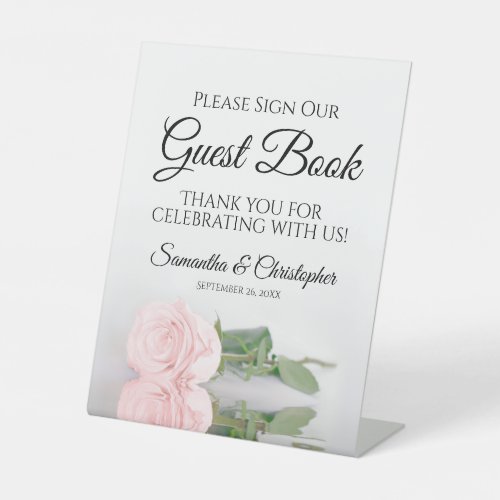 Elegant Blush Pink Rose Please Sign Our Guest Book