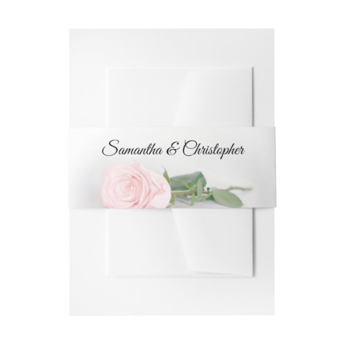 Elegant Blush Pink Rose Simple Glam Wedding Invitation Belly Band