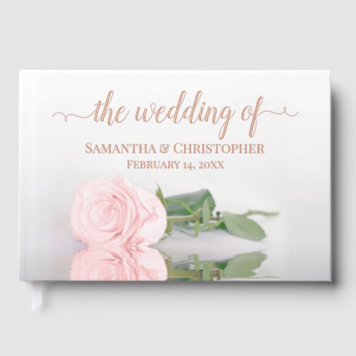 Elegant Blush Pink Rose Small Wedding Foil Guest Book