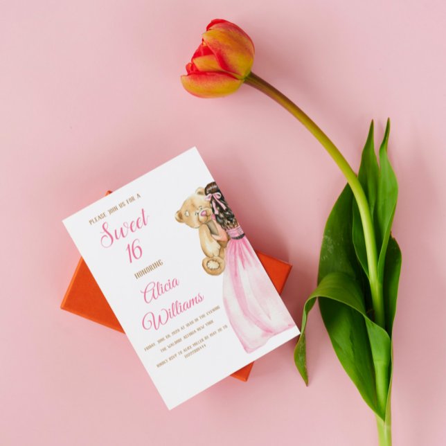 Elegant Blush Pink Rose Sweet Sixteen 16 Birthday Invitation (Creator Uploaded)