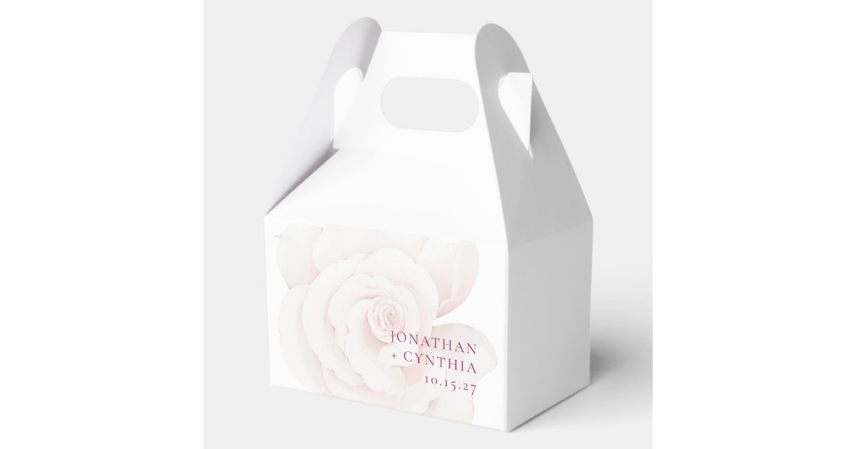 Elegant Blush Pink Rose Watercolor Floral Wedding Favor Boxes | Zazzle