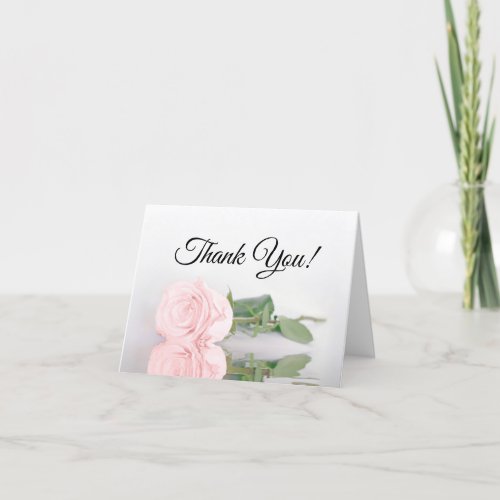 Elegant Blush Pink Rose Wedding Photo Inside Thank You Card