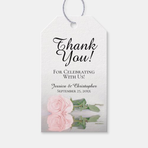 Elegant Blush Pink Rose Wedding Thank You Gift Tags