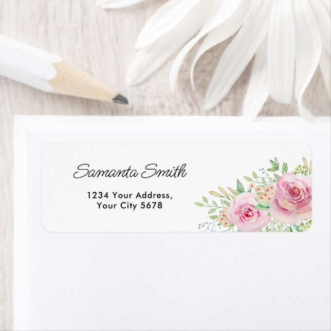 Elegant Blush Pink Roses Address Label (Insitu)
