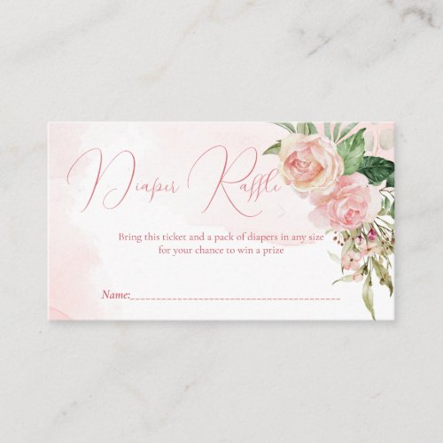 Elegant blush pink roses baby shower diaper raffle enclosure card