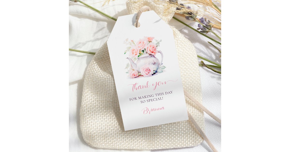 Elegant Blush Pink Roses Bridal Shower Favor Tags | Zazzle