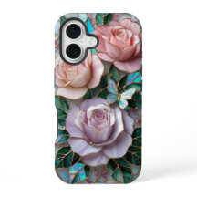 Elegant Blush Pink Roses in Stained Glass Art