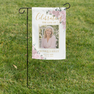 Elegant Blush Pink Roses Picture Funeral Memorial Garden Flag