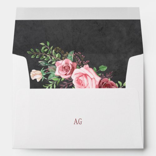 Elegant Blush Pink Roses Rustic Chalkboard Wedding Envelope