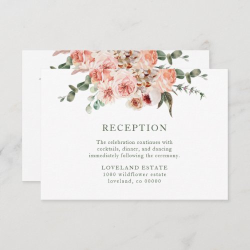 Elegant Blush Pink Roses Wedding Reception Enclosure Card