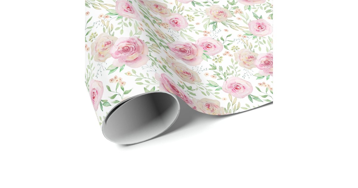 Elegant Blush Pink Roses Wrapping Paper | Zazzle