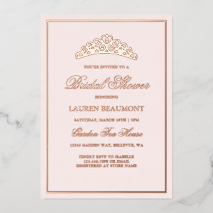 Elegant Blush Pink Royal Bridal Shower Foil Invitation