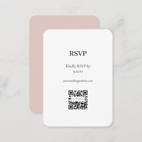 Elegant Blush Pink RSVP QR Code Option Enclosure Card