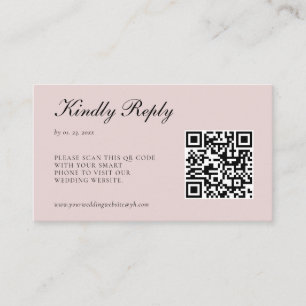 Elegant Blush Pink RSVP QR Code Wedding Enclosure Card