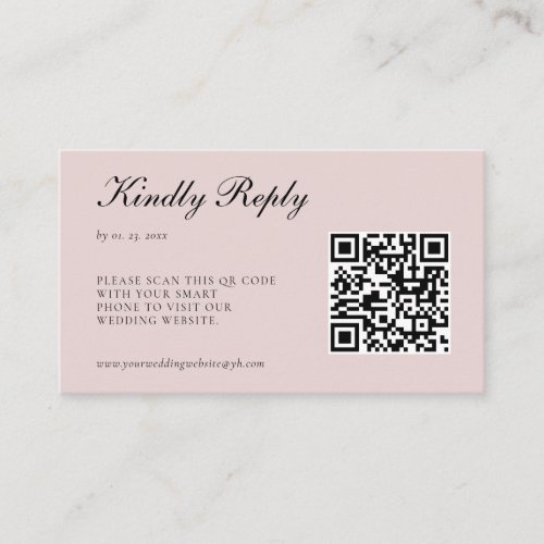 Elegant Blush Pink RSVP QR Code Wedding Enclosure Card
