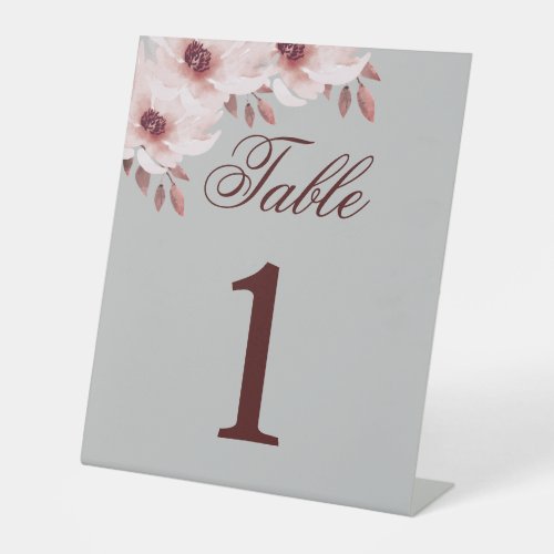 Elegant Blush Pink Rust Watercolor Floral Table Nu Pedestal Sign