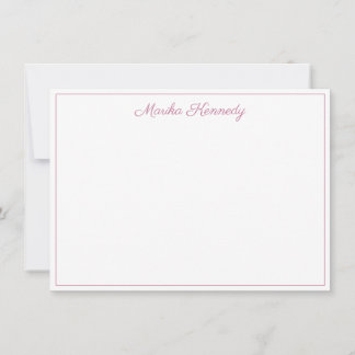 Elegant Blush Pink Script Border Note Card