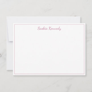 Elegant Blush Pink Script Border Personalized Note Card