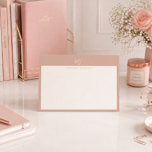 Elegant Blush Pink Script Monogram Note Card