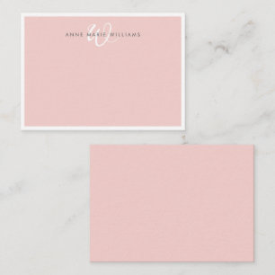 Elegant Blush Pink Script Monogram Note Card