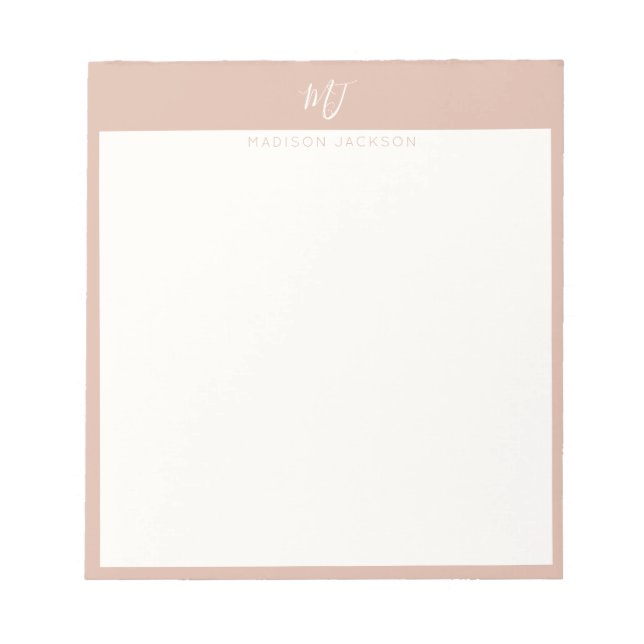 Elegant Blush Pink Script Monogram Notepad (Front)
