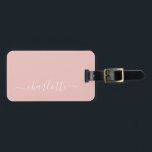 Elegant Blush Pink Script Name Personalized Luggage Tag<br><div class="desc">Elegant Blush Pink Script Name Personalized Luggage Tag</div>