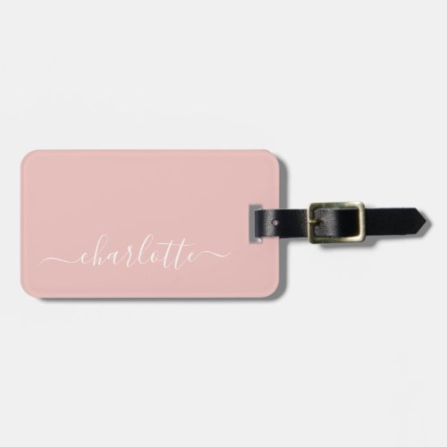 Elegant Blush Pink Script Name Personalized Luggage Tag