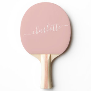 Elegant Blush Pink Script Name Personalized Ping Pong Paddle